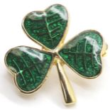 Green enamelled three leaf clover badge. P&P Group 1 (£14+VAT for the first lot and £1+VAT for