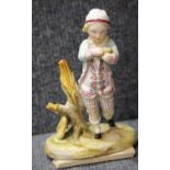 Continental figurine of a boy H: 18 cm. P&P Group 1 (£14+VAT for the first lot and £1+VAT for