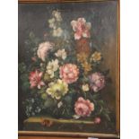 Possibly Victor Maynard, a Victorian still life of flowers oil on canvas, monogrammed VM, 50 x 41