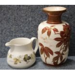 Large Royal Doulton floral vase and Larchmont milk jug. P&P Group 2 (£18+VAT for the first lot