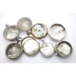 Seven hallmarked silver pocket watch cases etc. P&P Group 1 (£14+VAT for the first lot and £1+VAT