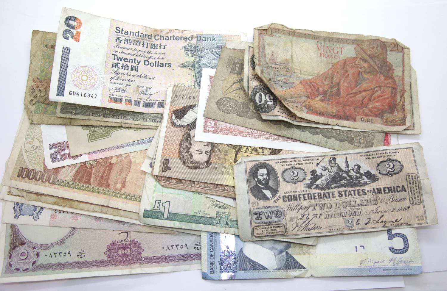 Thirty world banknotes in mixed condition. P&P Group 1 (£14+VAT for the first lot and £1+VAT for