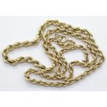 9ct gold rope chain, L: 46 cm, 7.3g. P&P Group 1 (£14+VAT for the first lot and £1+VAT for