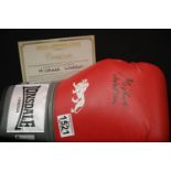 Michael Watson signed red Lonsdale boxing glove with CoA from Real Autographs. P&P Group 2 (£18+