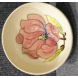 Moorcroft footed bowl in the Pink Magnolia pattern, D: 16 cm. P&P Group 1 (£14+VAT for the first lot