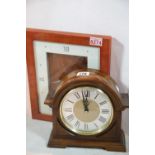 Widdopp walnut cased battery clock and another. P&P Group 2 (£18+VAT for the first lot and £2+VAT