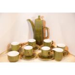 Impact British Anchor green glaze coffee set. P&P Group 2 (£18+VAT for the first lot and £2+VAT