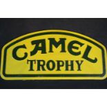 Large cast iron Camel Trophy sign, L: 40 cm. P&P Group 2 (£18+VAT for the first lot and £2+VAT for