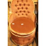 Pink upholstered bedroom dressing table tub chair. This lot is not available for in-house P&P,