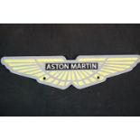 Cast metal Aston Martin plaque, L: 33 cm. P&P Group 2 (£18+VAT for the first lot and £2+VAT for