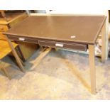 Leather topped desk with two drawers. This lot is not available for in-house P&P, please contact the