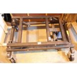 Four wheeled heavy duty equipment trolley with bottle jack. This lot is not available for in-house
