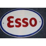 SOLD FOR THE NHS Cast iron Esso oval sign wall plaque, 33 x 23 cm. P&P Group 2 (£18+VAT for the