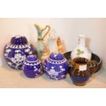 Mixed ceramics including Wedgwood and three graduated Chinese ginger jars. P&P Group 2 (£18+VAT