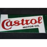 Cast iron rectangular Castrol Oil sign, L: 49 cm. P&P Group 2 (£18+VAT for the first lot and £2+