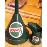 Castrol steel funnel, H: 28 cm and oil can P&P Group 1 (£14+VAT for the first lot and £1+VAT for