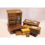 Collection of mixed wooden boxes including jewellery examples. This lot is not available for in-