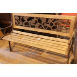 Cast iron garden bench with wooden slats. This lot is not available for in-house P&P, please contact