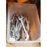 Box of chromium open end and ring spanners. This lot is not available for in-house P&P, please