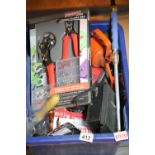 Box of mixed workshop tools including hammers and screwdrivers etc. This lot is not available for