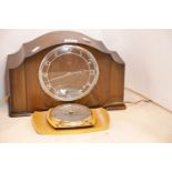 Oak cased Smiths Sectric mantle clock and a barometer. P&P Group 2 (£18+VAT for the first lot and £