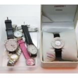 Box of mixed wristwatches mainly quartz movements. P&P Group 1 (£14+VAT for the first lot and £1+VAT