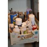 Tray Containing Spray Paints, Glue & Paint Brushes - All Used, 1x Hornby Dublo Power Controller /