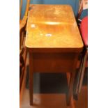 Vintage sprung sliding top sewing table. This lot is not available for in-house P&P, please