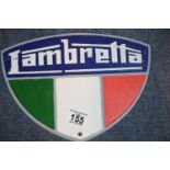 SOLD FOR THE NHS Cast iron Lambretta sign wall plaque, 28 x 20 cm. P&P Group 2 (£18+VAT for the