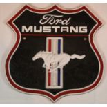 Cast iron Ford Mustang plaque, H: 25 cm. P&P Group 2 (£18+VAT for the first lot and £2+VAT for