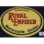 Cast iron Royal Enfield wall plaque, L: 29 cm. P&P Group 2 (£18+VAT for the first lot and £2+VAT for