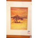 After Patrick Bradfield Under the shade of the Acacia Tree framed print, 24 x 32 cm. P&P Group 3,