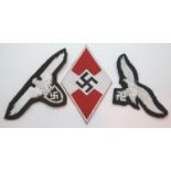 Three German military type cloth badges. P&P Group 1 (£14+VAT for the first lot and £1+VAT for