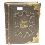 Large Victorian family type Bible with brass bindings. P&P Group 2 (£18+VAT for the first lot and £