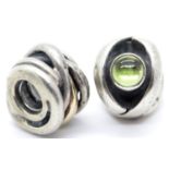 Two Pandora charms, one stone set, stamped A.L.E. P&P Group 1 (£14+VAT for the first lot and £1+