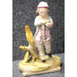 Continental figurine of a boy, H: 18 cm. P&P Group 1 (£14+VAT for the first lot and £1+VAT for