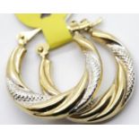 Pair of 9ct yellow gold fancy loop earrings, D: 20 mm, 1.5g. P&P Group 1 (£14+VAT for the first