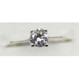 Silver 1970s cubic zirconia solitaire ring, size R/S, 1.4g. P&P Group 1 (£14+VAT for the first lot