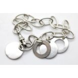 Vintage silver disc bracelet with swivel clasp, L: 23 cm. P&P Group 1 (£14+VAT for the first lot and