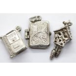 Three 925 solid silver assorted charms. P&P Group 1 (£14+VAT for the first lot and £1+VAT for