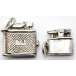 Two 925 silver cigarette lighter charms, 5.2g. P&P Group 1 (£14+VAT for the first lot and £1+VAT for