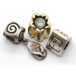 Three assorted Pandora style charms. P&P Group 1 (£14+VAT for the first lot and £1+VAT for