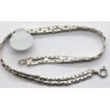 Ladies flat zip link 925 silver bracelet, L: 19 cm. P&P Group 1 (£14+VAT for the first lot and £1+