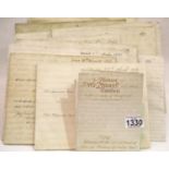 Admiral Thomas Le Marchant Gosselin and his heirs, fifteen legal documents 1827-1835 with seals