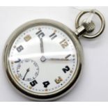 WWII period military pocket watch marked GSTP 035007 by Record with 433 calibre movement. P&P