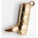 9ct yellow gold 1970s boot charm, L: 15 mm, 0.7g. P&P Group 1 (£14+VAT for the first lot and £1+