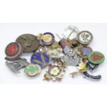 Collection of mixed vintage enamel badges. P&P Group 1 (£14+VAT for the first lot and £1+VAT for