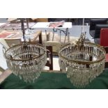 Pair of vintage crystal chandeliers D: 32 cm. This lot is not available for in-house P&P, please