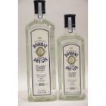 Two bottles Bombay London dry gin 37.5% vol 1x 1lt, 1x 70cl. P&P Group 2 (£18+VAT for the first