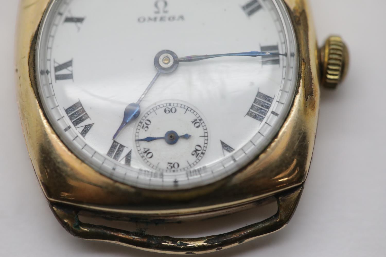 Gents Omega 9ct gold Swiss movement watch head, D: 29 mm. P&P Group 1 (£14+VAT for the first lot and - Image 3 of 5